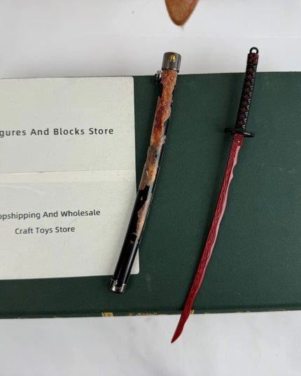 Elden Rivers of Blood Sword Replica Ring 23cm/9.05in Zinc Alloy Model with spring release scabbard, Rust-Proof, Ideal for Fans