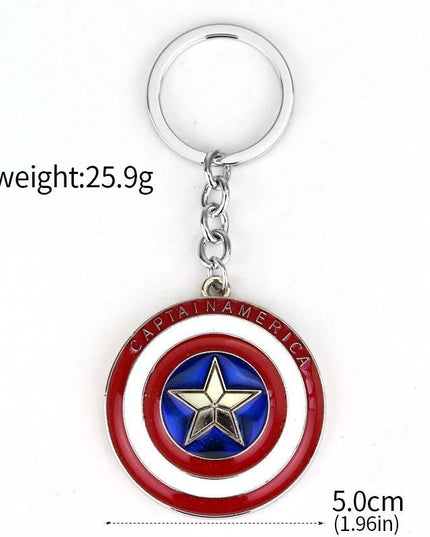 Creative Marvel Series Captain America Shield Keychain Rotating Dripping Shield Avengers Keychain Popular Accessory Pendant