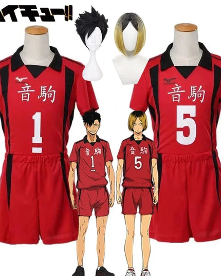 Anime Haikyuu Nekoma Jersey Uniform Wig Kenma Kozume Tetsurou Kuroo Cosplay Costume No. 5 No 1 Sweaters Short Sleeve Sportswear
