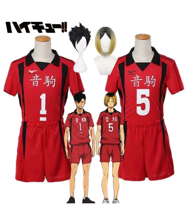 Anime Haikyuu Nekoma Jersey Uniform Wig Kenma Kozume Tetsurou Kuroo Cosplay Costume No. 5 No 1 Sweaters Short Sleeve Sportswear