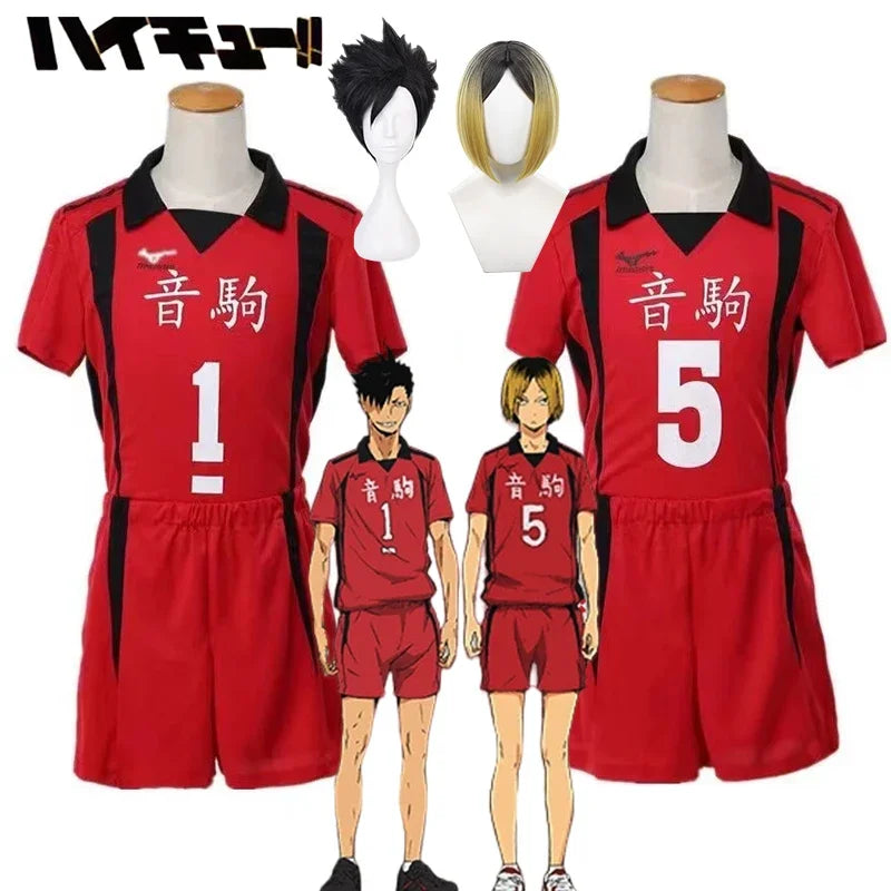 Anime Haikyuu Nekoma Jersey Uniform Wig Kenma Kozume Tetsurou Kuroo Cosplay Costume No. 5 No 1 Sweaters Short Sleeve Sportswear