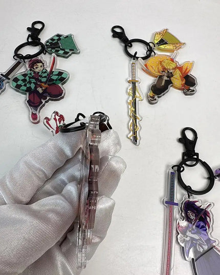 Hot Anime Demon Slayer Keychain Kamado Tanjirou Tomioka Giyuu Rengoku Kyoujurou Cosplay Acrylic Key Chains Fans Gift