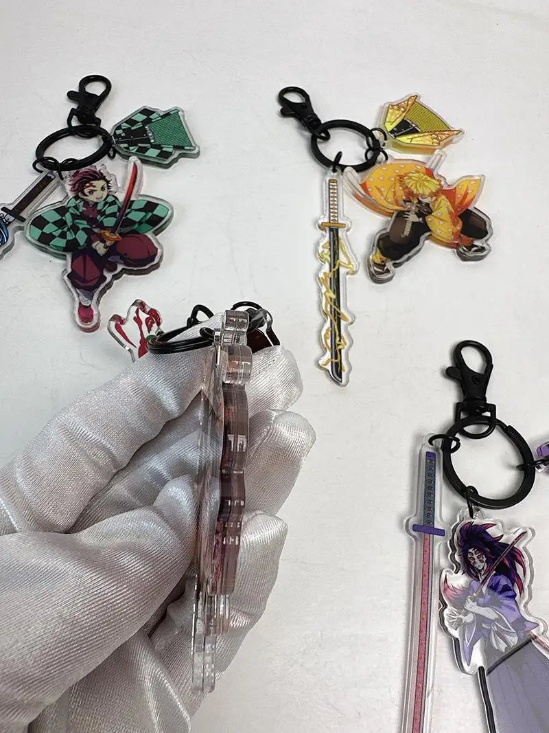 Hot Anime Demon Slayer Keychain Kamado Tanjirou Tomioka Giyuu Rengoku Kyoujurou Cosplay Acrylic Key Chains Fans Gift