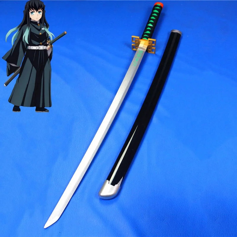 41in/104cm Demon Slayer Katana Anime Ninja Sword Demon Slayer Cosplay Prop Knife Real Size Samurai Sabre Japonesa Katana Sword