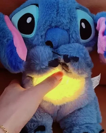 Stitch Anime Plush Doll With Lighting Music Airbag Kawaii Appease Toy Baby To Soothe Sleep Peluche For Kids Gift