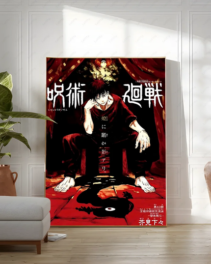 Poster Sticky Wall Art J-Jujutsu K-Kaisen Anime Printing Waterproof Home Living Bed Room Bar Aesthetic Decor
