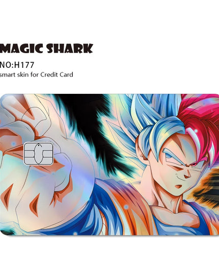 Magic Shark Goku Vegeta Cool Shinny Holographic Laser Credit Debit Card Sticker Film Front Skin Cover