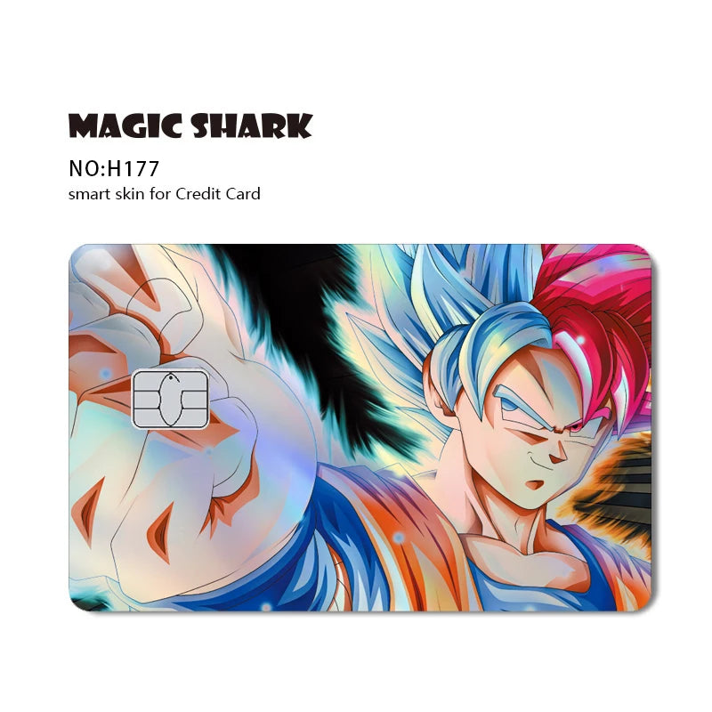 Magic Shark Goku Vegeta Cool Shinny Holographic Laser Credit Debit Card Sticker Film Front Skin Cover