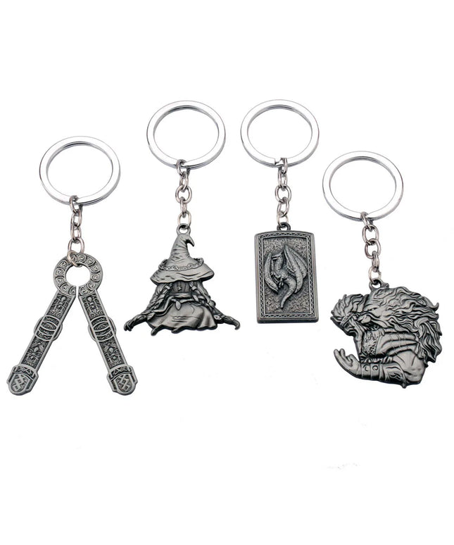 Game Vintage Elden Master Talisman Pendant Keychain for Men Boys Silver Color Metal Key Ring Fans Car Bag Decor Jewelry Gift