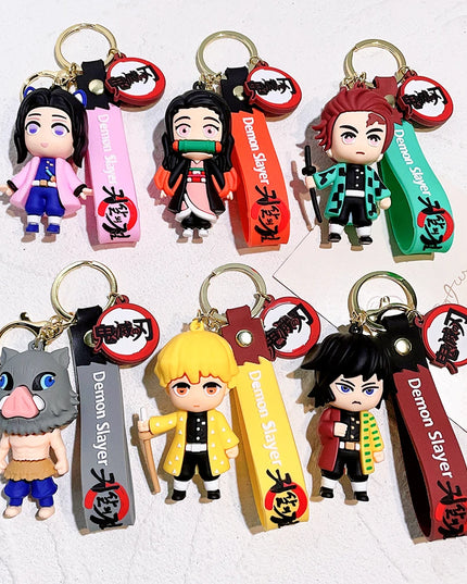 New Demon Slayer Kimetsu No Yaiba Blade of Ghost Keychain Cute Characters Bag Pendant Car Key Chain Ring Fans Gift Anime Jewelry