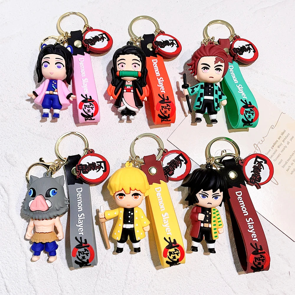 New Demon Slayer Kimetsu No Yaiba Blade of Ghost Keychain Cute Characters Bag Pendant Car Key Chain Ring Fans Gift Anime Jewelry