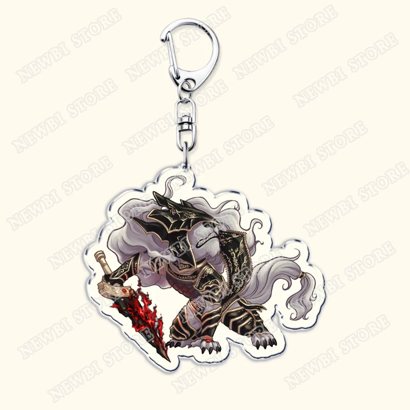 Video Game Dark Souls Keychains for Women Accessories Bag Bloodborne Malenia Melina Keyrings Jewelry Fans Gaming Friends Gift