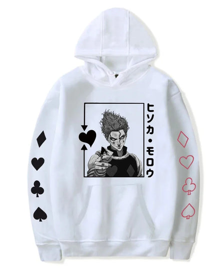 Hisoka Hunter X Hunter Anime Hoodie Harajuku Manga Fun Black and White Patterns Neutral Fashion Streetwear Oversized Sports Top