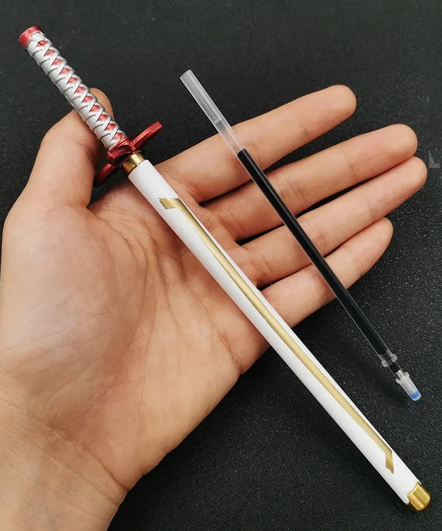 20cm Demon Slayer Katana Pen Tanjirou Sword Ainme Kimetsu No Yaiba Metal Ninja Knife Real Japanese Katana Pen Samurai Sword Toy