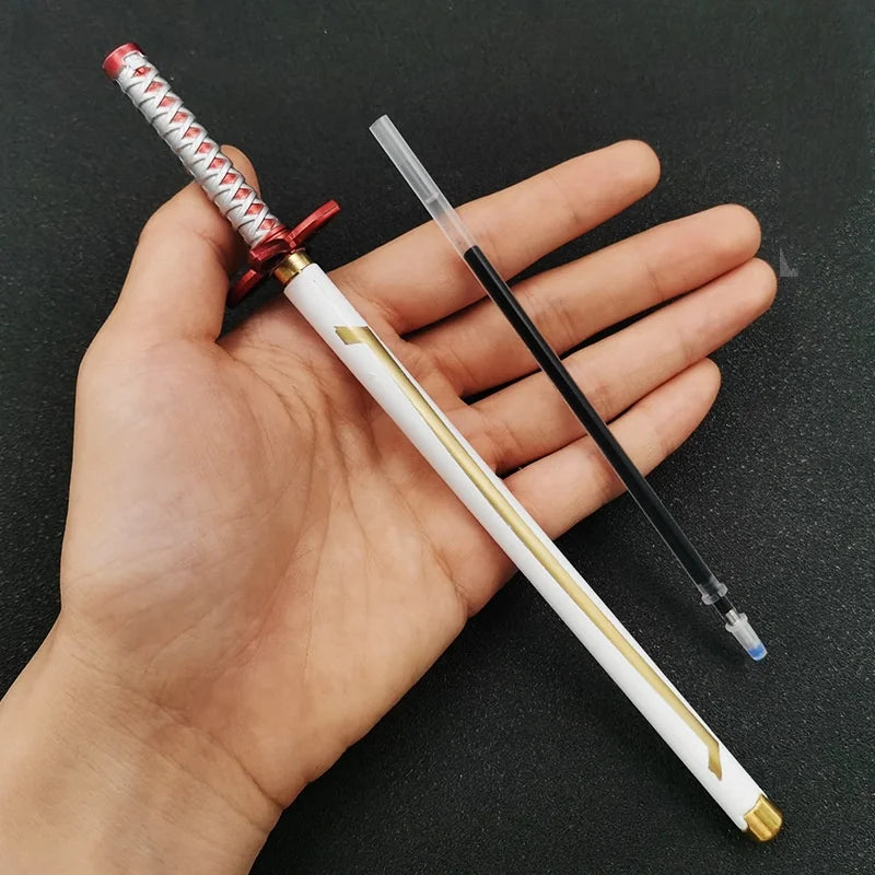 20cm Demon Slayer Katana Pen Tanjirou Sword Ainme Kimetsu No Yaiba Metal Ninja Knife Real Japanese Katana Pen Samurai Sword Toy