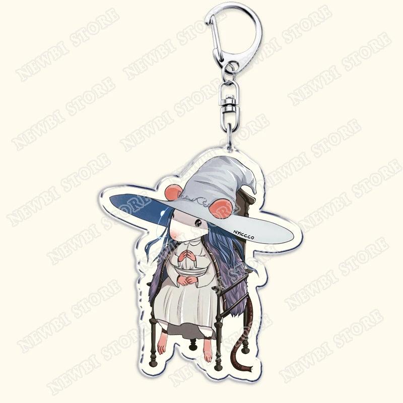 Video Game Dark Souls Keychains for Women Accessories Bag Bloodborne Malenia Melina Keyrings Jewelry Fans Gaming Friends Gift