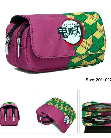Demon Slayer 3D Anime Pen Bag Student Storage Bag Tanjirou Nezuko Zenitsu Giyuu Cartoon Pen Box Cute Boys Girls Pencil Case