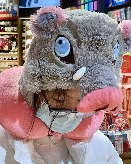 Cosplay Prop Wild Boar Head Plush Hat Demon Slayer Hashibira Inosuke Warm Headgear Japanese anime Stuffed Anime Plushies Gift