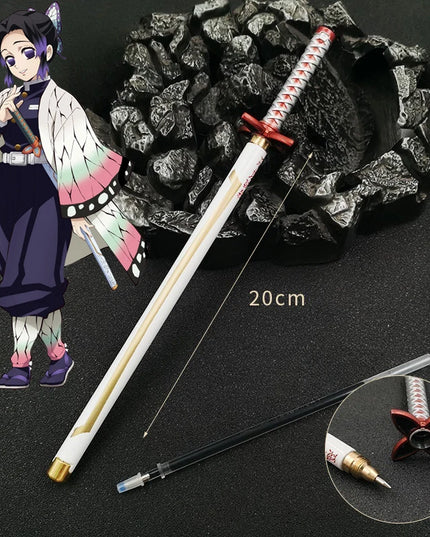 20cm Demon Slayer Katana Pen Tanjirou Sword Ainme Kimetsu No Yaiba Metal Ninja Knife Real Japanese Katana Pen Samurai Sword Toy