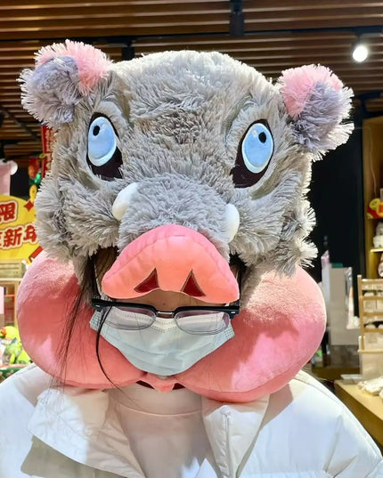 Cosplay Prop Wild Boar Head Plush Hat Demon Slayer Hashibira Inosuke Warm Headgear Japanese anime Stuffed Anime Plushies Gift