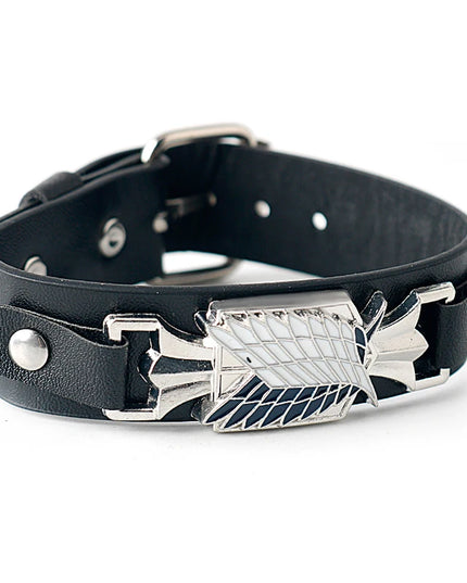 Anime Attack on Titan Leather Bracelet Wings of Liberty Wristband Leather Belt Buckle Bracelets For Women Men Trinket Gift