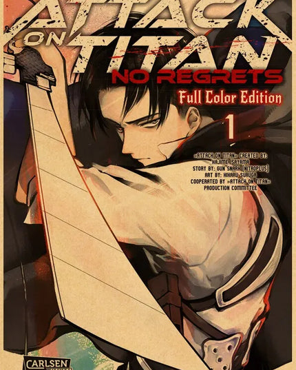 High Quality Vintage Japanese Anime Attack on Titan Retro Poster  Shingeki No Kyojin Kraft Paper Art Print Wall Sticker for Home