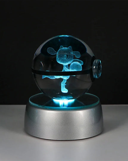 Pokemon Crystal Ball Pikachu Gengar Eevee Mewtwo Lacario Anime Game Pokeball Led Night Light Base Kids Birthday Gift Home Decor
