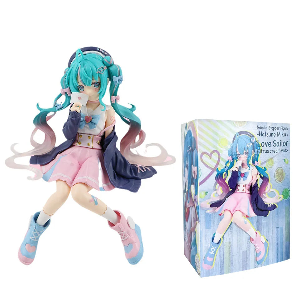 Nieuwe Hatsune Miku Anime figuur Roze sakura zitpositie PVC Actiefiguur model speelgoed decoratie verzamelen geschenken