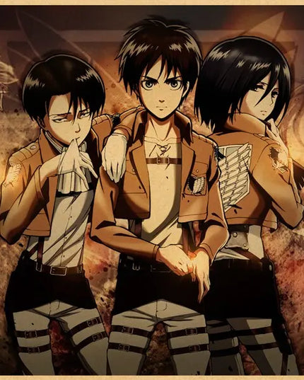 High Quality Vintage Japanese Anime Attack on Titan Retro Poster  Shingeki No Kyojin Kraft Paper Art Print Wall Sticker for Home