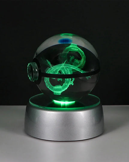 Pokemon Crystal Ball Pikachu Gengar Eevee Mewtwo Lacario Anime Game Pokeball Led Night Light Base Kids Birthday Gift Home Decor