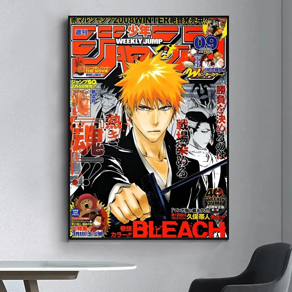 Anime Bleach   Poster Fancy Wall Sticker for Living Room Bar Vintage Decorative Painting Middle