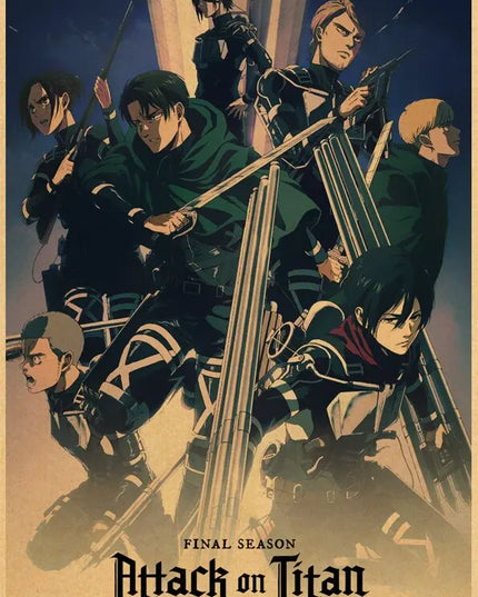 High Quality Vintage Japanese Anime Attack on Titan Retro Poster  Shingeki No Kyojin Kraft Paper Art Print Wall Sticker for Home