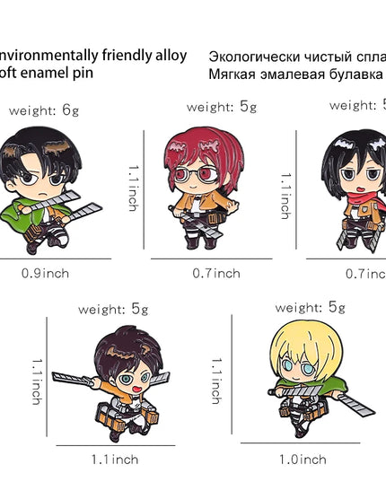 Attack on Titan Enamel Pins Cartoon Badge Metal Anime Custom Bag Lapel Pin Backpack Jewelry Kids Fans Gift Friends Wholesale