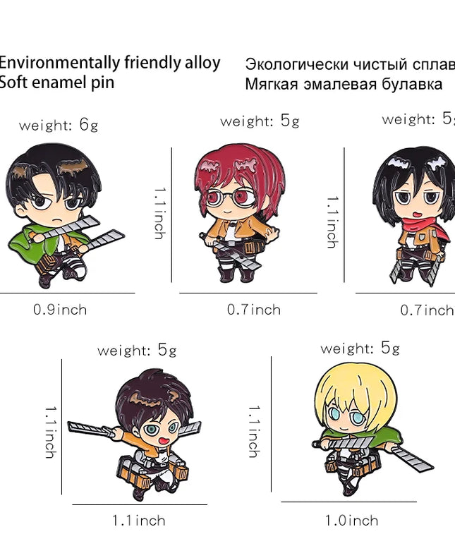Attack on Titan Enamel Pins Cartoon Badge Metal Anime Custom Bag Lapel Pin Backpack Jewelry Kids Fans Gift Friends Wholesale