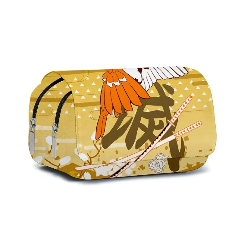 Demon Slayer 3D Anime Pen Bag Student Storage Bag Tanjirou Nezuko Zenitsu Giyuu Cartoon Pen Box Cute Boys Girls Pencil Case