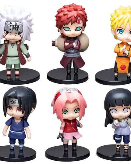 6 styles 9cm Anime Naruto Figures PVC Q Version Doll Gaara Kakashi  Figure Room Decoration Anime Figure