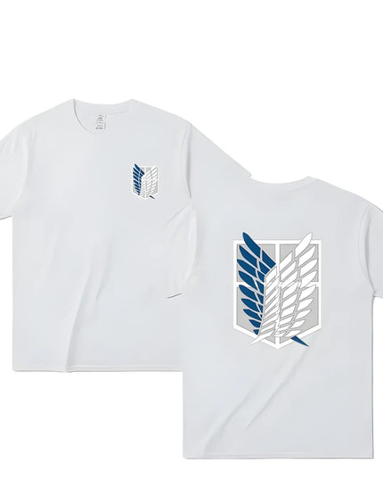 Attack on Titan T-shirt Wings of Freedom Short Sleeve Ackerman Mikasa Eren Jaeger Men Cotton Tops Summer Oversized O-Neck Tee