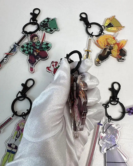 Hot Anime Demon Slayer Keychain Kamado Tanjirou Tomioka Giyuu Rengoku Kyoujurou Cosplay Acrylic Key Chains Fans Gift
