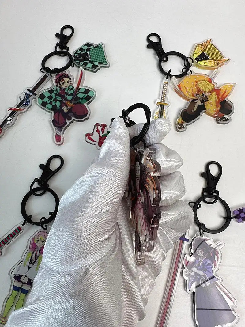 Hot Anime Demon Slayer Keychain Kamado Tanjirou Tomioka Giyuu Rengoku Kyoujurou Cosplay Acrylic Key Chains Fans Gift