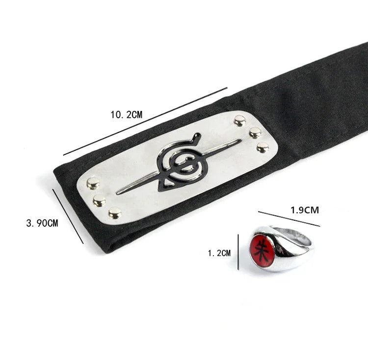 Anime Akatsuki Headband Sasori Uchiha Itachi Ring Sets Cosplay Costumes Props Pain Orochimaru Ninja Accessories