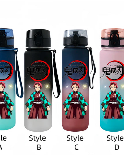 Demon Slayer Tanjirou Water Cup Drinking Outdoor 650ml Nezuko Water Bottle Children Portable Plastic Cartoon Large Capacity