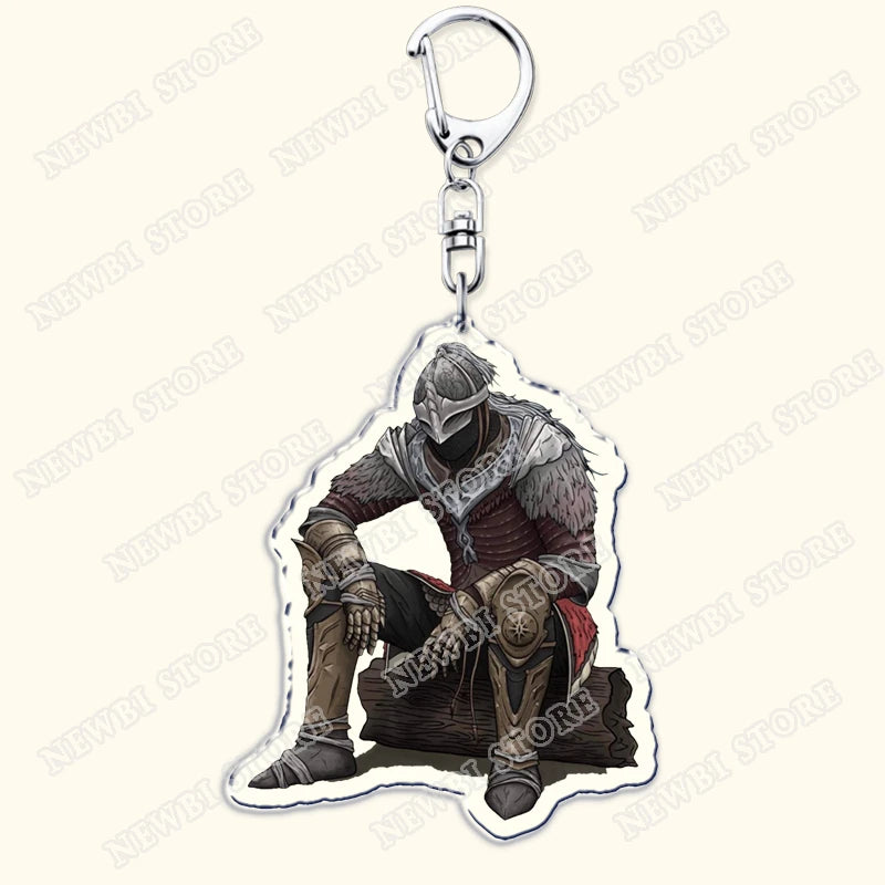 Video Game Dark Souls Keychains for Women Accessories Bag Bloodborne Malenia Melina Keyrings Jewelry Fans Gaming Friends Gift