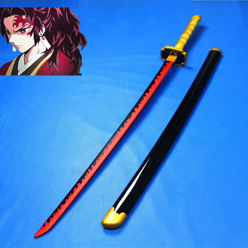 41in/104cm Demon Slayer Katana Anime Ninja Sword Demon Slayer Cosplay Prop Knife Real Size Samurai Sabre Japonesa Katana Sword