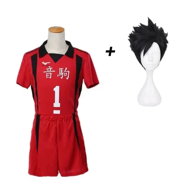 Anime Haikyuu Nekoma Jersey Uniform Wig Kenma Kozume Tetsurou Kuroo Cosplay Costume No. 5 No 1 Sweaters Short Sleeve Sportswear