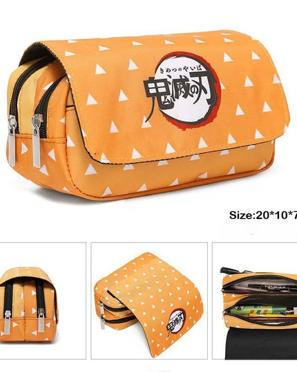Demon Slayer 3D Anime Pen Bag Student Storage Bag Tanjirou Nezuko Zenitsu Giyuu Cartoon Pen Box Cute Boys Girls Pencil Case