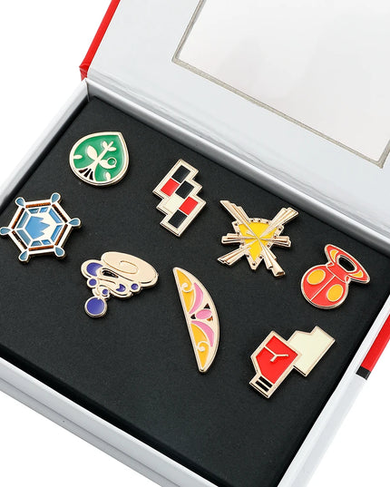 Pokemon Gym Badges Kanto Johto Hoenn Sinnoh Unova Kalos League Region Orange Islands Pins Brooches Box Set Pocket Monster