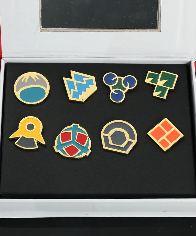 Pokemon Gym Badges Kanto Johto Hoenn Sinnoh Unova Kalos League Region Orange Islands Pins Brooches Box Set Pocket Monster