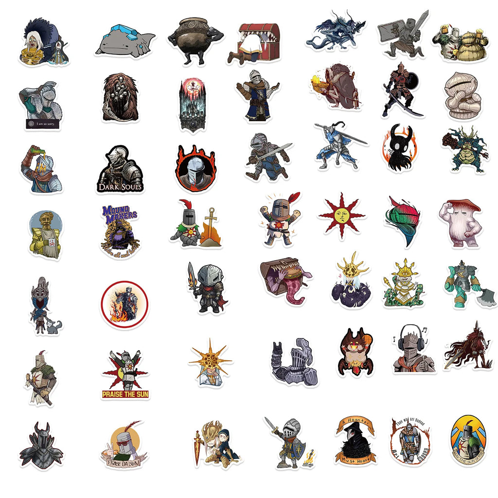 50Pcs Dark Souls Stickers Pack, Cool Game Vinyl Waterproof Decals for Water Bottle,Skateboard,Laptop,Phone,Scrapbooking