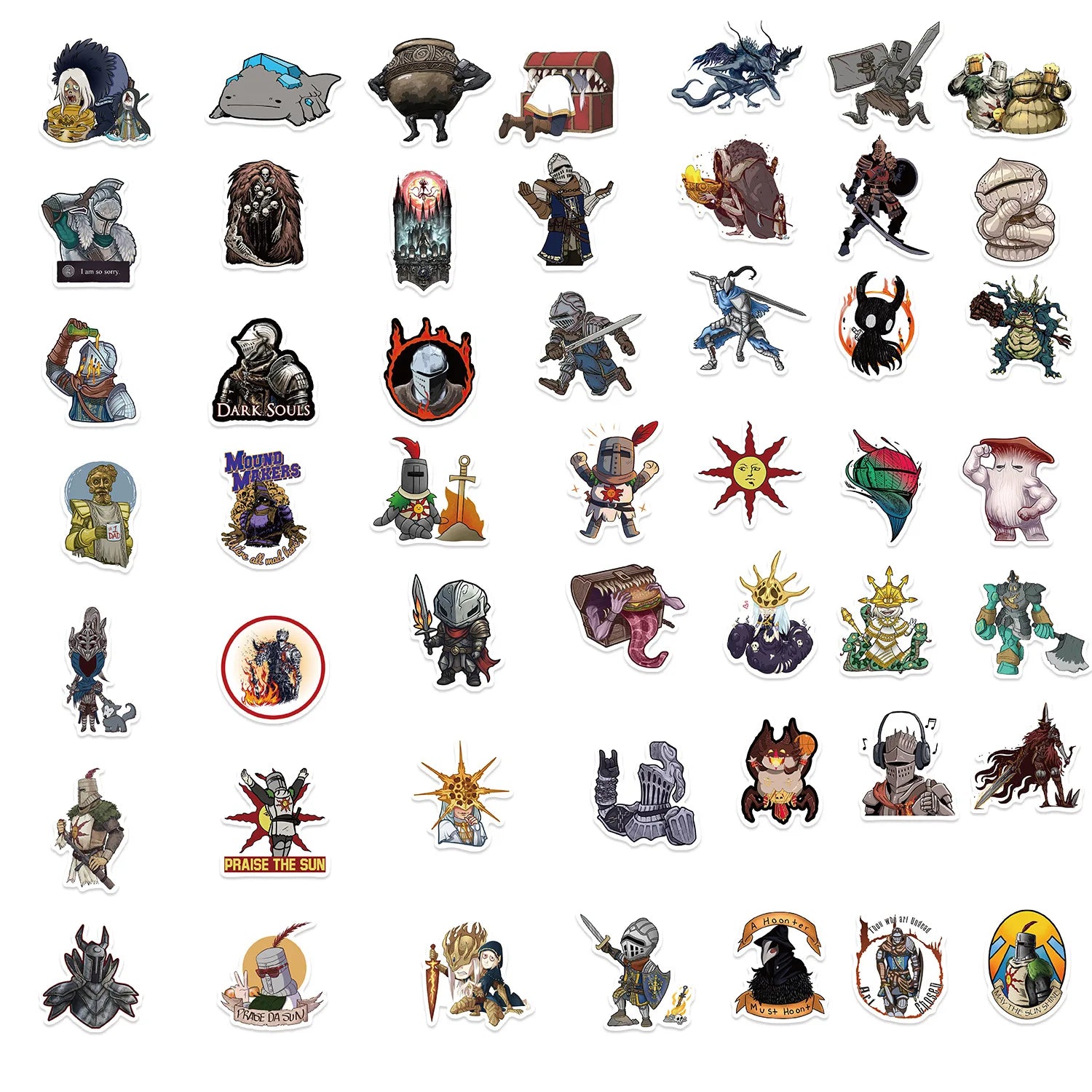 50Pcs Dark Souls Stickers Pack, Cool Game Vinyl Waterproof Decals for Water Bottle,Skateboard,Laptop,Phone,Scrapbooking