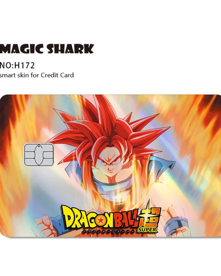 Magic Shark Goku Vegeta Cool Shinny Holographic Laser Credit Debit Card Sticker Film Front Skin Cover